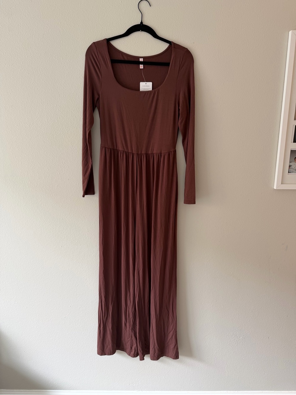 Wide-Leg Brown Jumpsuit - Picture 9 of 9